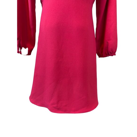 NWOT ZARA M Vintage-Inspired Fuchsia Dress Button Front & Long Sleeves - Picture 12 of 13